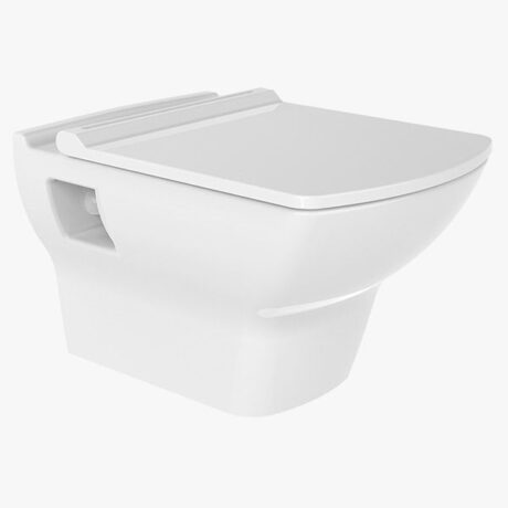 Modern Köşeli Asma Klozet - Kanalsız (Rimless) Hijyen Teknolojisi ve Slim Amortisörlü Kapak