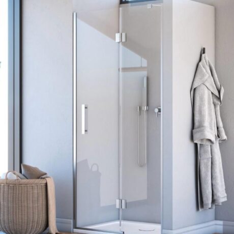 ZYN-603 Krom Menteşeli Şeffaf Cam Duşakabin - Modern Çerçevesiz Tasarım