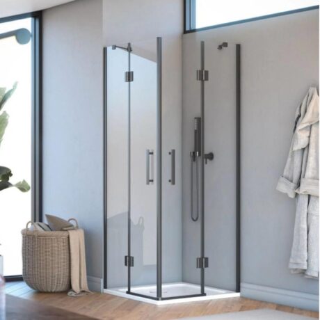 ZYN-603 Mat Siyah Menteşeli Köşe Giriş Duşakabin - Modern Endüstriyel Seri