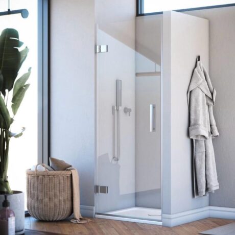 ZYN-603 Gömme Kulp Detaylı Krom Menteşeli Duş Kapısı - Şeffaf Temperli Cam