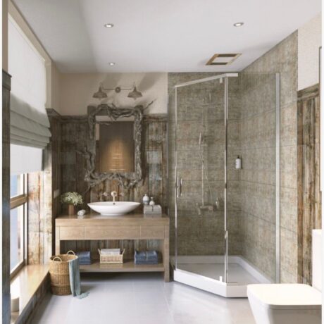 ZYN-604 Krom Menteşeli Beşgen Duşakabin - Köşe Dostu Geometrik Tasarım